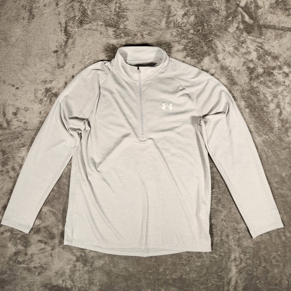 Under Armour 1/4 Zip Pullover Mens Large Gray Excellent HeatGear 1328495
